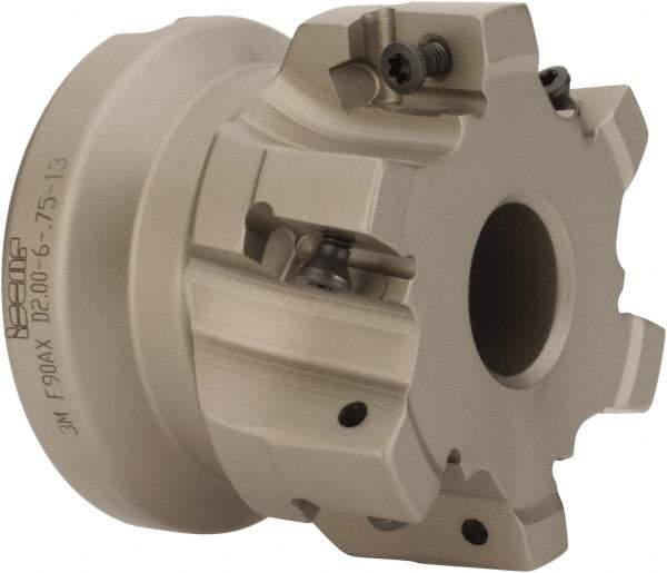 Iscar - 6 Inserts, 2" Cut Diam, 3/4" Arbor Diam, 1/2" Max Depth of Cut, Indexable Square-Shoulder Face Mill - 0/90° Lead Angle, 1.57" High, 3M AXKT 1304 Insert Compatibility, Series Mill2000 - Apex Tool & Supply