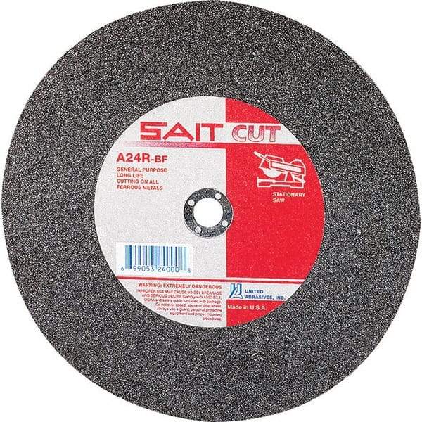 Sait - 14" 36 Grit Aluminum Oxide Cutoff Wheel - 1/8" Thick, 1" Arbor, 4,400 Max RPM, Use with Stationary Tools - Apex Tool & Supply