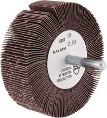Merit Abrasives - 3" Diam x 1" Face Width, Very Fine Aluminum Oxide Coated Mounted Flap Wheel - 1/4" Shank Mount, 180 Grit, 30,000 Max RPM - Apex Tool & Supply