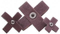 Merit Abrasives - 80 Grit, Medium Grade, Aluminum Oxide Cross Pad - 4" Long x 4" Wide x 1" Thick, 8 Ply, 12,000 Max RPM - Apex Tool & Supply