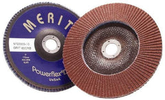 Merit Abrasives - 40 Grit, 7" Disc Diam, 7/8" Center Hole, Type 29 Ceramic Flap Disc - 8,600 Max RPM, Coated - Apex Tool & Supply