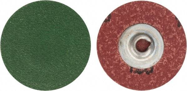 Merit Abrasives - 1-1/2" Disc Diam, 120 Grit, Zirconia Alumina Quick Change Disc - Type S Attaching System, Coated, Blue, Fine Grade, 30,000 RPM - Apex Tool & Supply