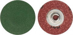 Merit Abrasives - 1-1/2" Disc Diam, 120 Grit, Zirconia Alumina Quick Change Disc - Type S Attaching System, Coated, Blue, Fine Grade, 30,000 RPM - Apex Tool & Supply