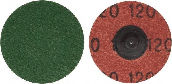 Merit Abrasives - 1-1/2" Disc Diam, 120 Grit, Zirconia Alumina Quick Change Disc - Type R Attaching System, Coated, Blue, Fine Grade, 30,000 RPM, R801 Series - Apex Tool & Supply