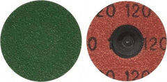 Merit Abrasives - 1-1/2" Disc Diam, 120 Grit, Zirconia Alumina Quick Change Disc - Type R Attaching System, Coated, Blue, Fine Grade, 30,000 RPM, R801 Series - Apex Tool & Supply