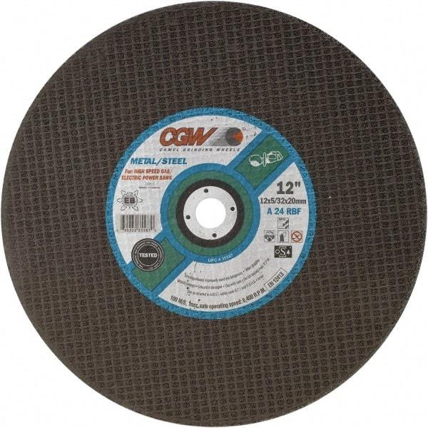 Camel Grinding Wheels - 14" 24 Grit Aluminum Oxide Cutoff Wheel - 5/32" Thick, 20mm Arbor, 5,500 Max RPM - Apex Tool & Supply