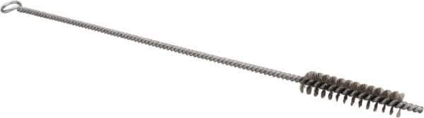 Schaefer Brush - 3" Long x 5/8" Diam Stainless Steel Long Handle Wire Tube Brush - Single Spiral, 15" OAL, 0.006" Wire Diam, 3/8" Shank Diam - Apex Tool & Supply