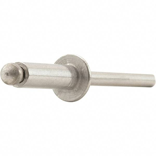 STANLEY Engineered Fastening - Size 8 Dome Head Aluminum Open End Blind Rivet - Steel Mandrel, 0.626" to 3/4" Grip, 1/4" Head Diam, 0.257" to 0.261" Hole Diam, 0.153" Body Diam - Apex Tool & Supply