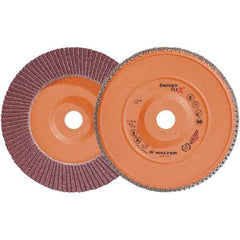 WALTER Surface Technologies - 40 Grit, 7" Disc Diam, 7/8" Center Hole, Zirconia Alumina Flap Disc - 8,600 Max RPM, Plastic Backing, Arbor Attaching System, Coated - Apex Tool & Supply