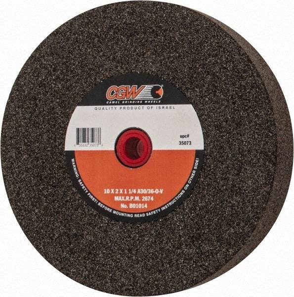 Camel Grinding Wheels - 36 Grit Aluminum Oxide Bench & Pedestal Grinding Wheel - 10" Diam x 1-1/4" Hole x 2" Thick, O Hardness, Very Coarse Grade , Bond - Apex Tool & Supply