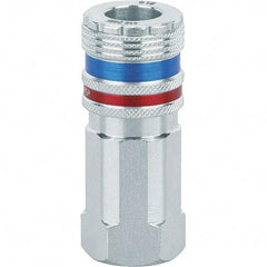 Dynabrade - 1/2 Female NPT Pneumatic Hose Coupler - Steel/Brass, 1/2" Body Diam - Apex Tool & Supply