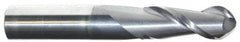 Accupro - 1/2" Diam, 3" LOC, 2 Flute Solid Carbide Ball End Mill - AlTiN Finish, Single End, 6" OAL, 1/2" Shank Diam, Spiral Flute - Apex Tool & Supply
