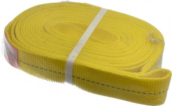 Lift-All - 18' Long x 2" Wide, 9,600 Lb Vertical Capacity, 1 Ply, Polyester Web Sling - 7,700 Lb Choker Capacity, Yellow - Apex Tool & Supply