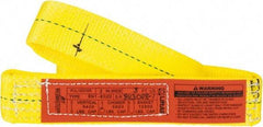 Lift-All - 3' Long x 2" Wide, 6,400 Lb Vertical Capacity, 1 Ply, Polyester Web Sling - 5,000 Lb Choker Capacity, Yellow - Apex Tool & Supply