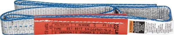 Lift-All - 3' Long x 1" Wide, 1,600 Lb Vertical Capacity, 1 Ply, Polyester Web Sling - 1,250 Lb Choker Capacity, Silver (Color) - Apex Tool & Supply