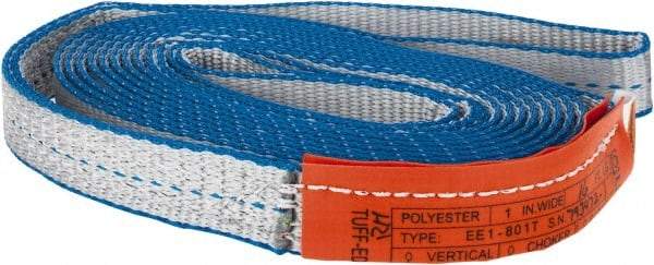 Lift-All - 16' Long x 1" Wide, 1,600 Lb Vertical Capacity, 1 Ply, Polyester Web Sling - 1,250 Lb Choker Capacity, Silver (Color) - Apex Tool & Supply