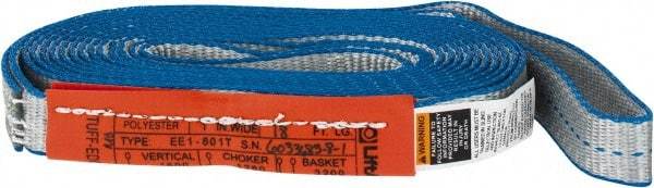 Lift-All - 18' Long x 1" Wide, 1,600 Lb Vertical Capacity, 1 Ply, Polyester Web Sling - 1,250 Lb Choker Capacity, Silver (Color) - Apex Tool & Supply