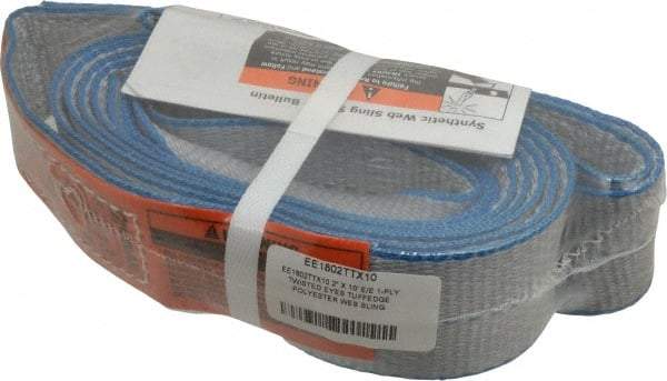 Lift-All - 10' Long x 2" Wide, 3,200 Lb Vertical Capacity, 1 Ply, Polyester Web Sling - 2,500 Lb Choker Capacity, Silver (Color) - Apex Tool & Supply