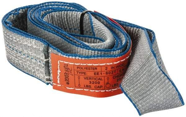 Lift-All - 6' Long x 2" Wide, 3,200 Lb Vertical Capacity, 1 Ply, Polyester Web Sling - 2,500 Lb Choker Capacity, Silver (Color) - Apex Tool & Supply