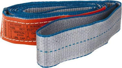 Lift-All - 8' Long x 2" Wide, 3,200 Lb Vertical Capacity, 1 Ply, Polyester Web Sling - 2,500 Lb Choker Capacity, Silver (Color) - Apex Tool & Supply