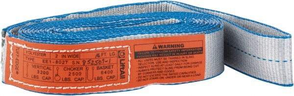 Lift-All - 16' Long x 2" Wide, 3,200 Lb Vertical Capacity, 1 Ply, Polyester Web Sling - 2,500 Lb Choker Capacity, Silver (Color) - Apex Tool & Supply