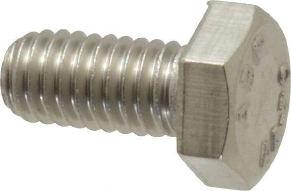 Value Collection - M6x1.00mm Metric Coarse, 12mm Length Under Head Hex Head Cap Screw - Fully Threaded, Grade 316 Stainless Steel, Uncoated, 10mm Hex - Apex Tool & Supply