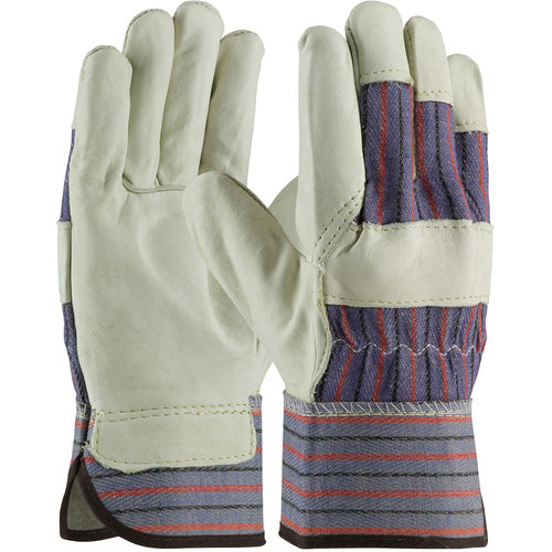 ‎87-1563/S Grain Leather Palm Gloves - Top Grain Cowhide - Gunn Cut - Reg. Grade - Rubberized SC - Exact Industrial Supply