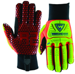 Synthetic Leather Double Palm Reinforced Red Silicone Palm Gloves Large - Apex Tool & Supply