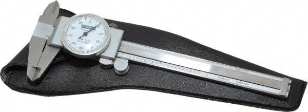 Fowler - 0" to 4" Range, 0.001" Graduation, 0.1" per Revolution, Dial Caliper - White Face, 1-3/16" Jaw Length - Apex Tool & Supply