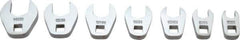 Proto - 7 Piece 1/4" Drive Open End Crowfoot Wrench Set - 7 to 14mm, with Clip Rail - Apex Tool & Supply
