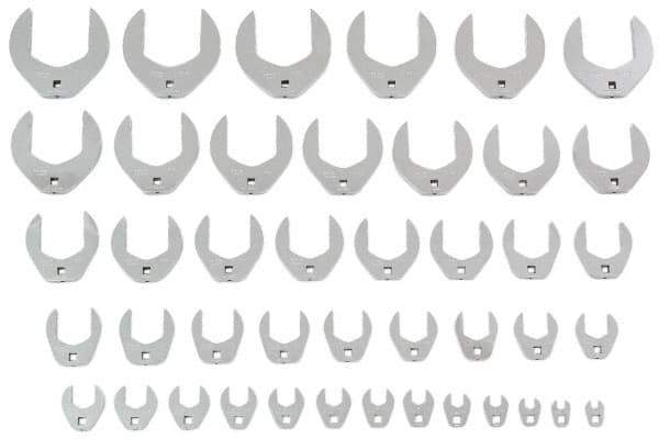 Proto - 43 Piece 3/8" Drive Open End Crowfoot Wrench Set - 3/8 to 3", with Clip Rail - Apex Tool & Supply