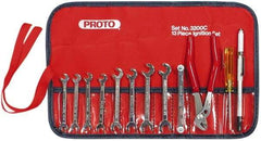 Proto - 12 Piece, 13/64" to 11/32", Ignition Wrench Set - Inch Measurement Standard, Chrome Finish, Comes in Roll Up Pouch - Apex Tool & Supply