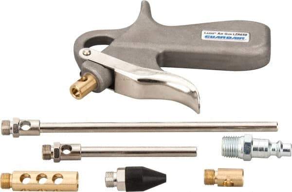 Guardair - 7 Piece Laser Pistol Grip Air Gun Kit - 1/4 Inlet, 120 Max psi, Aluminum Hose - Apex Tool & Supply