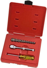 Proto - 12 Piece 1/4" Drive Full Polish Finish Socket Set - 12 Points, 3/16" to 9/16" Range, Inch Measurement Standard - Apex Tool & Supply