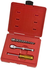 Proto - 12 Piece 1/4" Drive Full Polish Finish Socket Set - 6 Points, 3/16" to 9/16" Range, Inch Measurement Standard - Apex Tool & Supply