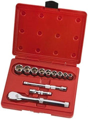 Proto - 12 Piece 3/8" Drive Full Polish Finish Socket Set - 6 Points, 1/4" to 3/4" Range, Inch Measurement Standard - Apex Tool & Supply