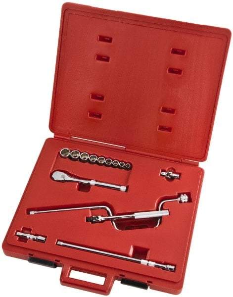 Proto - 15 Piece 3/8" Drive Full Polish Finish Socket Set - 12 Points, 1/4" to 3/4" Range, Inch Measurement Standard - Apex Tool & Supply