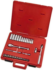 Proto - 29 Piece 3/8" Drive Full Polish Finish Deep Well Socket Set - 6 Points, 8mm to 19mm Range, Metric Measurement Standard - Apex Tool & Supply