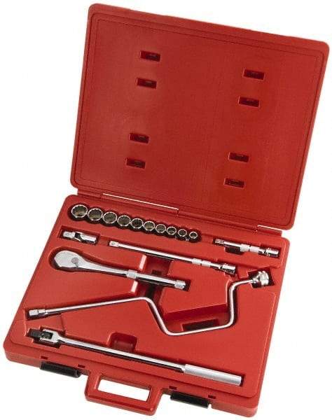 Proto - 16 Piece 1/2" Drive Full Polish Finish Socket Set - 12 Points, 7/16" to 1" Range, Inch Measurement Standard - Apex Tool & Supply