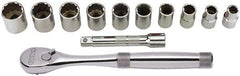 Proto - 12 Piece 1/2" Drive Full Polish Finish Socket Set - 12 Points, 7/16" to 1" Range, Inch Measurement Standard - Apex Tool & Supply