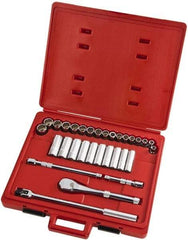 Proto - 31 Piece 1/2" Drive Full Polish Finish Deep Well Socket Set - 12 Points, 10mm to 26mm Range, Metric Measurement Standard - Apex Tool & Supply