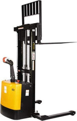 Vestil - 2,000 Lb Capacity, 62" Lift Height, Battery Powered Stacker - 2-1/4" Lowered Height, 42" Fork Length, 58" Overall Width - Apex Tool & Supply
