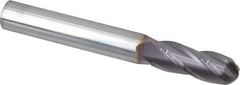 Niagara Cutter - 3/8" Diam, 1" LOC, 4 Flute Solid Carbide Ball End Mill - TiAlN Finish, Single End, 3" OAL, 3/8" Shank Diam, Spiral Flute - Apex Tool & Supply