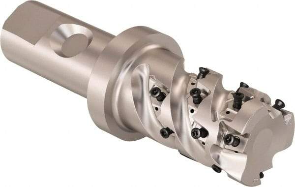 Seco - 32mm Cutting Diam, 25mm Shank Diam, 8mm Max Depth of Cut, Straight Shank Indexable Copy End Mill - 3 Inserts, LOEX Insert, R217.94 Toolholder - Apex Tool & Supply