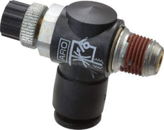 ARO/Ingersoll-Rand - 1/8" Male NPT x 1/4" Female NPT Right Angle Flow Control Valve - 0 to 150 psi & Brass Material - Apex Tool & Supply