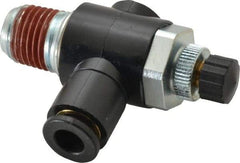 ARO/Ingersoll-Rand - 1/4" Male NPT x 1/4" Female NPT Right Angle Flow Control Valve - 0 to 150 psi & Brass Material - Apex Tool & Supply