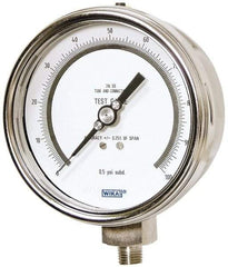 Wika - 4" Dial, 1/4 Thread, 0-400 Scale Range, Pressure Gauge - Lower Connection Mount, Accurate to 0.25% of Scale - Apex Tool & Supply