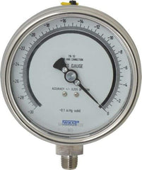 Wika - 4" Dial, 1/4 Thread, 30-0 Scale Range, Pressure Gauge - Lower Connection Mount, Accurate to 0.25% of Scale - Apex Tool & Supply