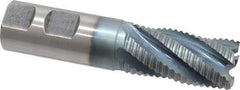 Hertel - 1" Diam, Coarse Pitch, 2" LOC, 5 Flute Cobalt Roughing Square End Mill - TiCN Finish, 4-1/2" OAL, 1" Shank Diam, Single End, 30° Helix - Apex Tool & Supply