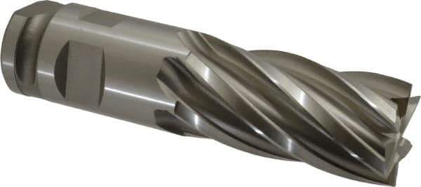 Hertel - 2", 4" LOC, 2" Shank Diam, 7-3/4" OAL, 6 Flute, Cobalt Square End Mill - Single End, Uncoated, Spiral Flute, 30° Helix, Centercutting, Right Hand Cut, Right Hand Flute - Apex Tool & Supply